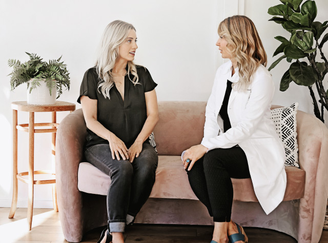 Patient consulting with a patient for EZ PRF Gel in Bend, OR